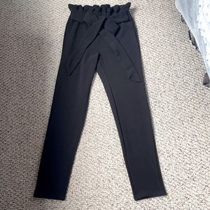 Black paper bag style office pants